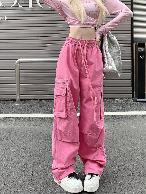 Loose Straight-Leg Work Pants for Women - Sporty Casual 2025 Dopamine Outfit in American Style for Petite Sizes