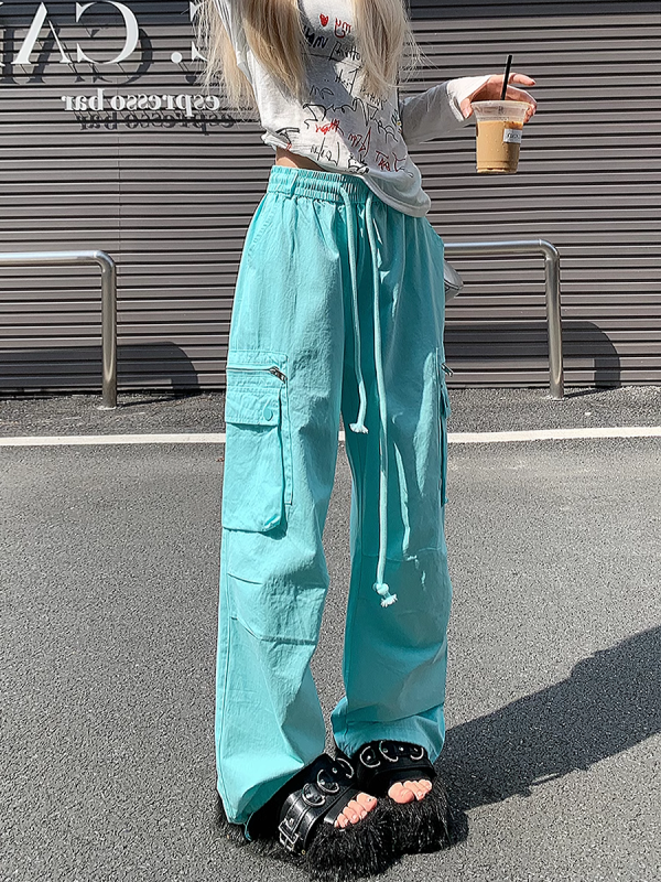 Loose Straight-Leg Work Pants for Women - Sporty Casual 2025 Dopamine Outfit in American Style for Petite Sizes