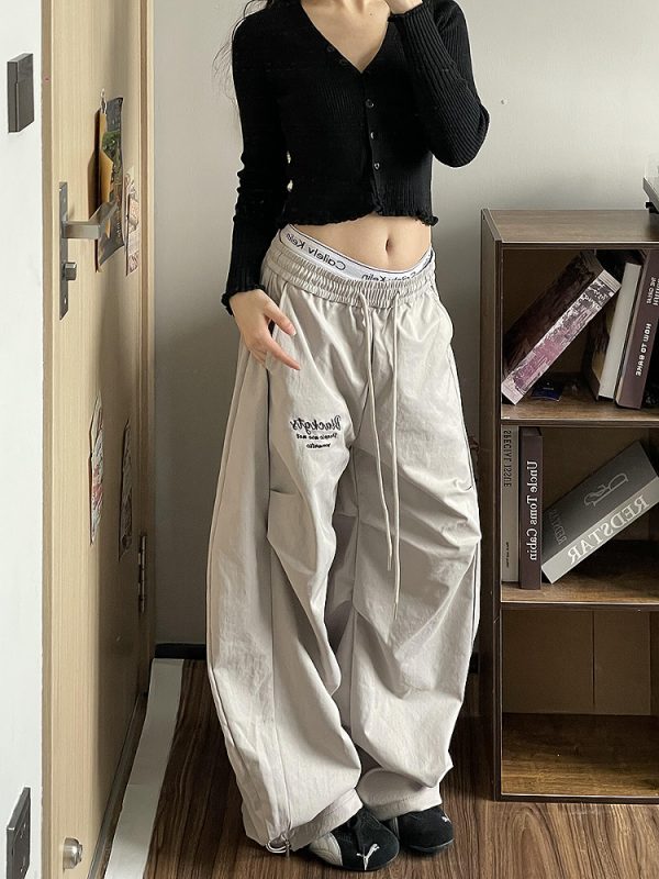 Loose Wide-Leg Cargo Pants for Women, 2025 Hip-Hop Style, Pleated Street Dance Trousers, Casual Sportswear, Streetwear Fashion