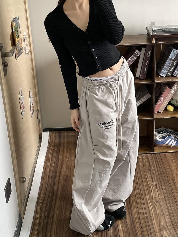 Loose Wide-Leg Cargo Pants for Women, 2025 Hip-Hop Style, Pleated Street Dance Trousers, Casual Sportswear, Streetwear Fashion