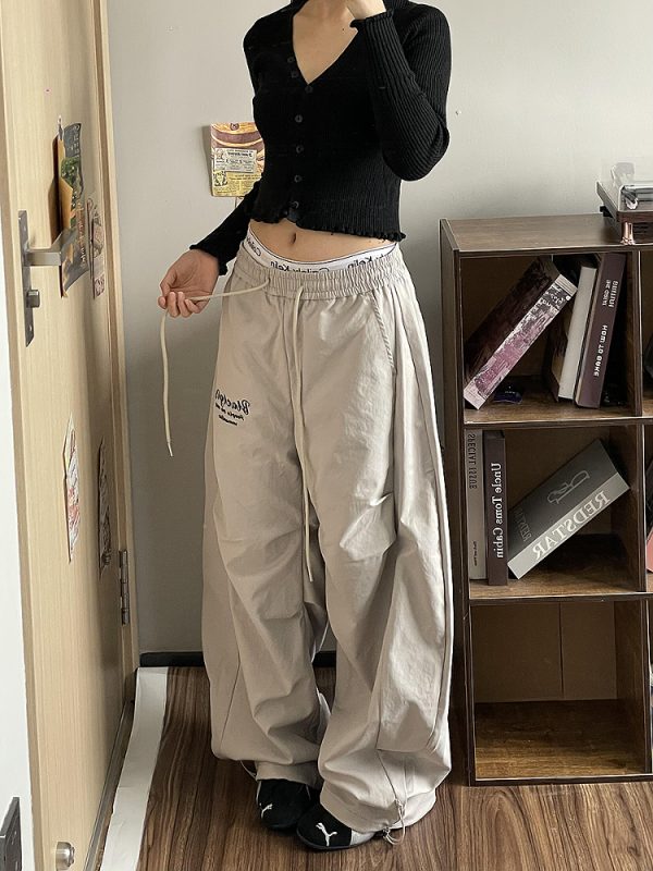 Loose Wide-Leg Cargo Pants for Women, 2025 Hip-Hop Style, Pleated Street Dance Trousers, Casual Sportswear, Streetwear Fashion