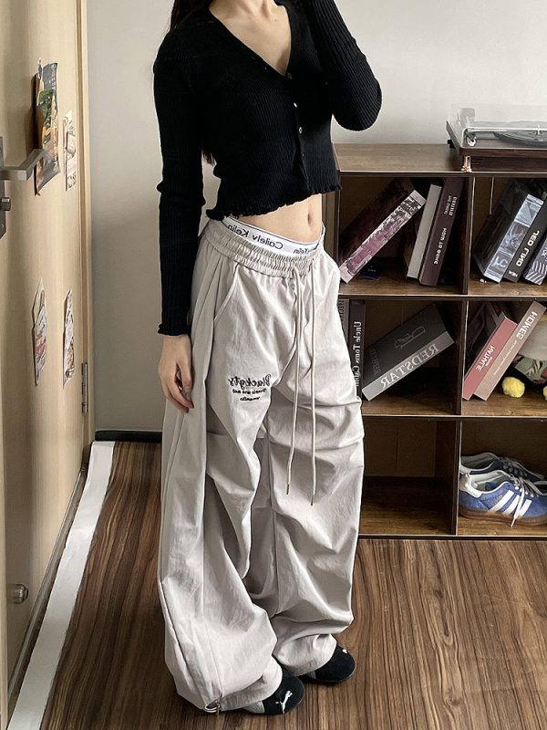 Loose Wide-Leg Cargo Pants for Women, 2025 Hip-Hop Style, Pleated Street Dance Trousers, Casual Sportswear, Streetwear Fashion