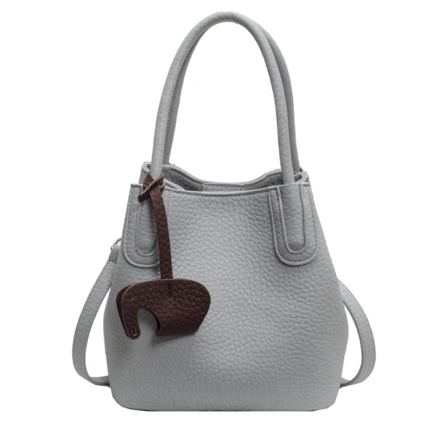 Lychee Pattern Soft Leather Bucket Tote Bag - Casual Minimalist Crossbody Shoulder Bag for Women - 2025 Trendy Style