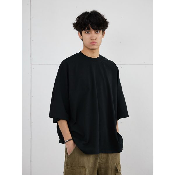 Men's 275g Heavyweight Pure Cotton Seamless Basic Short Sleeve T-Shirt - Loose Fit Spring/Summer Essential