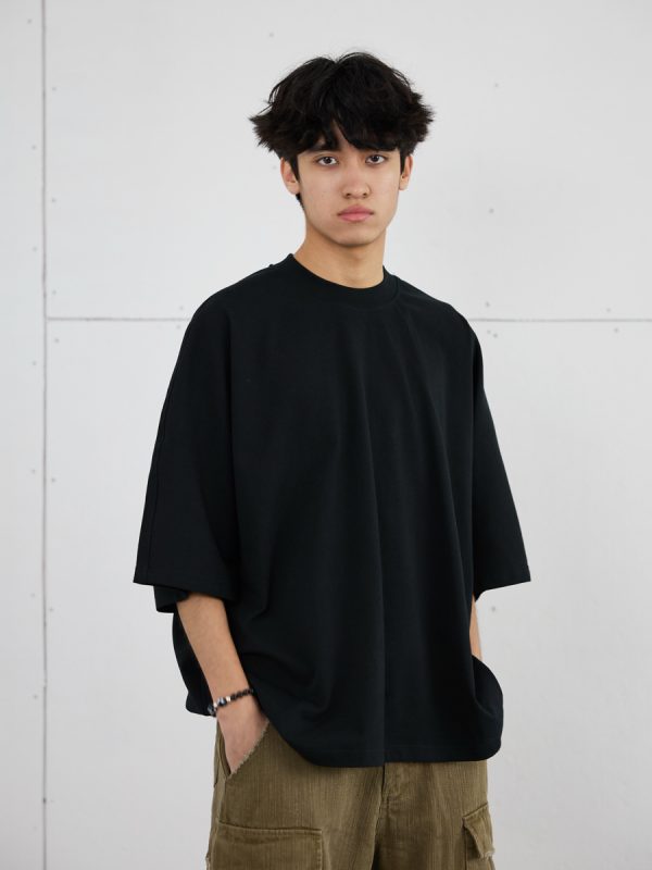 Men's 275g Heavyweight Pure Cotton Seamless Basic Short Sleeve T-Shirt - Loose Fit Spring/Summer Essential