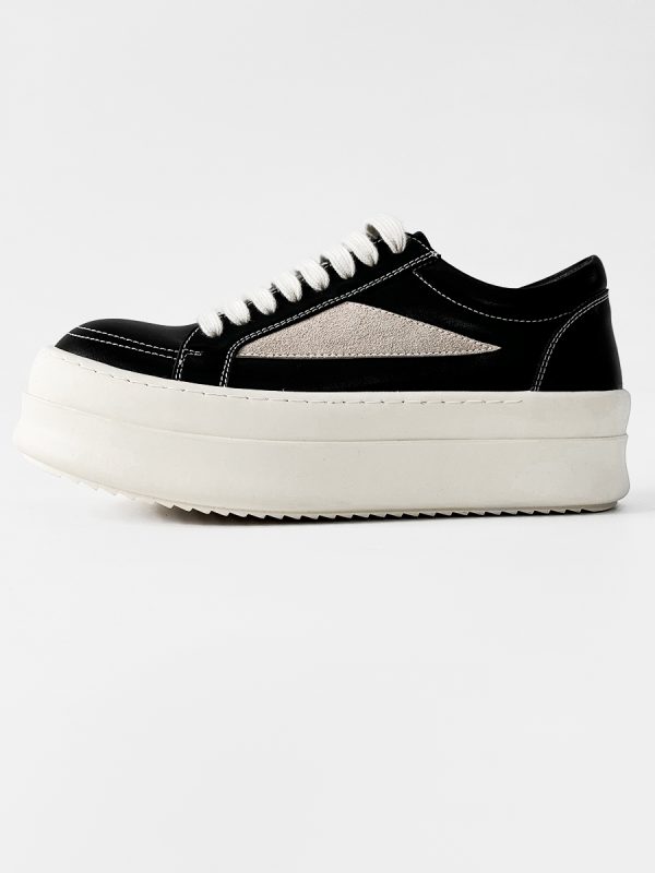 Men's American-Style Thick-Soled Milk-Flavored Leather Shoes, Trendy High Street Black and White Platform Derby Shoes for Women