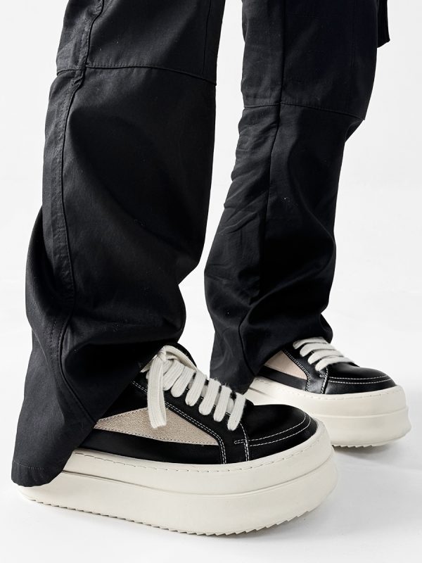 Men's American-Style Thick-Soled Milk-Flavored Leather Shoes, Trendy High Street Black and White Platform Derby Shoes for Women