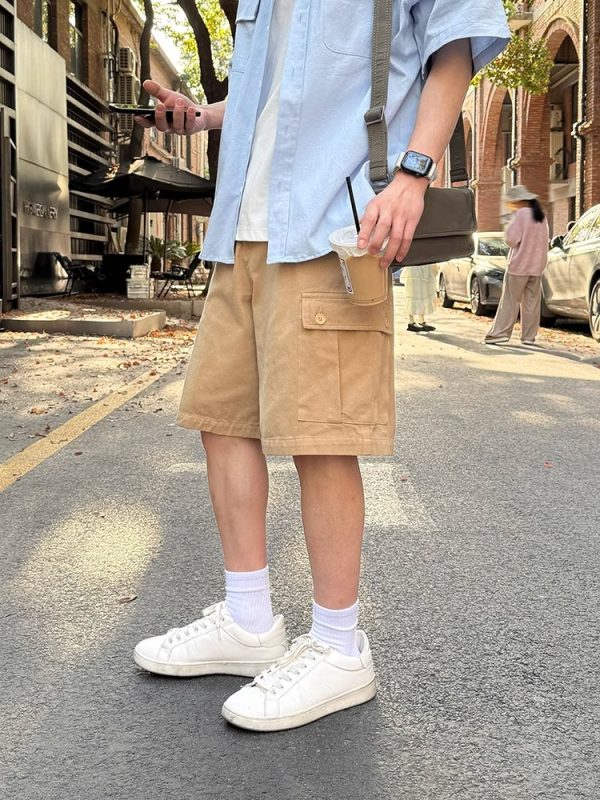 Men's and Women's American Retro Khaki Multi-Pocket Work Shorts - Loose Casual Straight-Leg Five-Point Summer Shorts