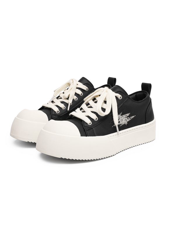 Men's and Women's Lightning Derby Shoes - Genuine Leather Casual Sneakers with Milk Flavor Sole - Stylish Commuter Footwear for Couples