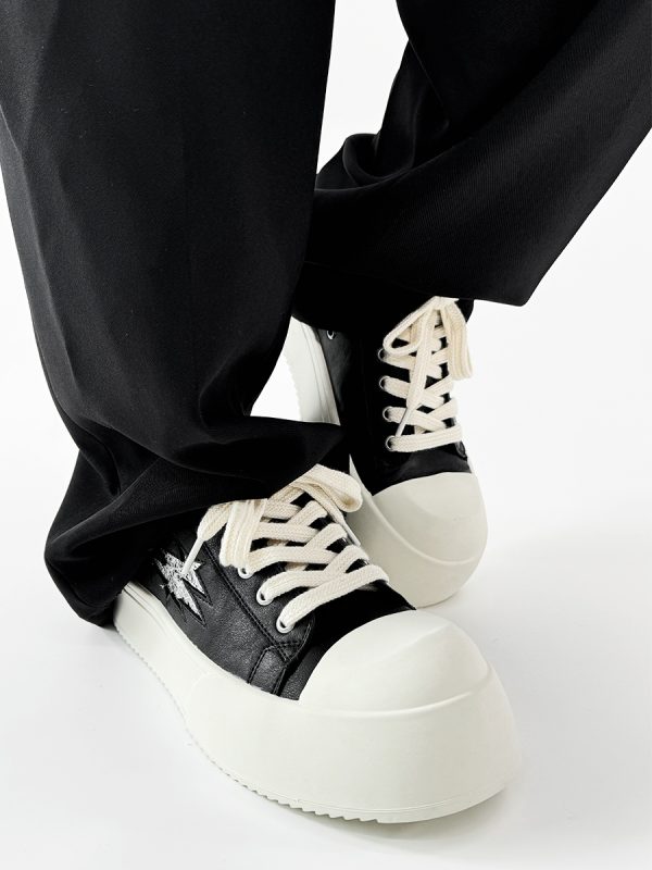 Men's and Women's Lightning Derby Shoes - Genuine Leather Casual Sneakers with Milk Flavor Sole - Stylish Commuter Footwear for Couples
