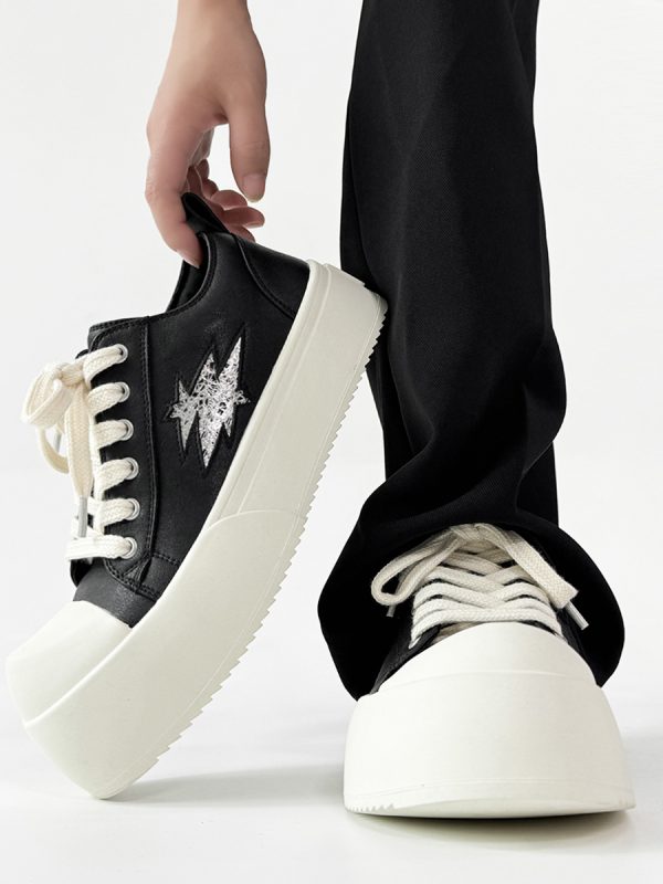 Men's and Women's Lightning Derby Shoes - Genuine Leather Casual Sneakers with Milk Flavor Sole - Stylish Commuter Footwear for Couples