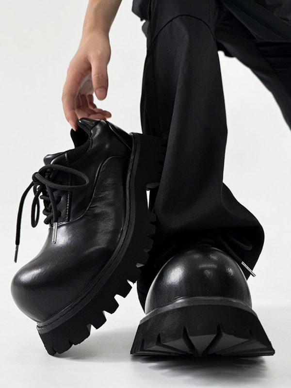 Men's and Women's Paris Mickey Big Head Derby Shoes - Pointed Thick-Soled Height-Increasing Genuine Leather Commuter Style