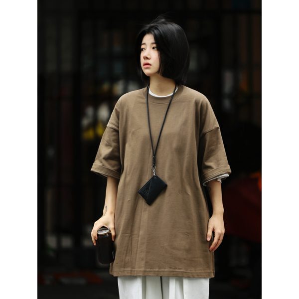 Men's Basic Cotton Undershirt - Loose Fit Short Sleeve, Round Neck, Non-Deformable, Zero Shrinkage, 230g Fabric