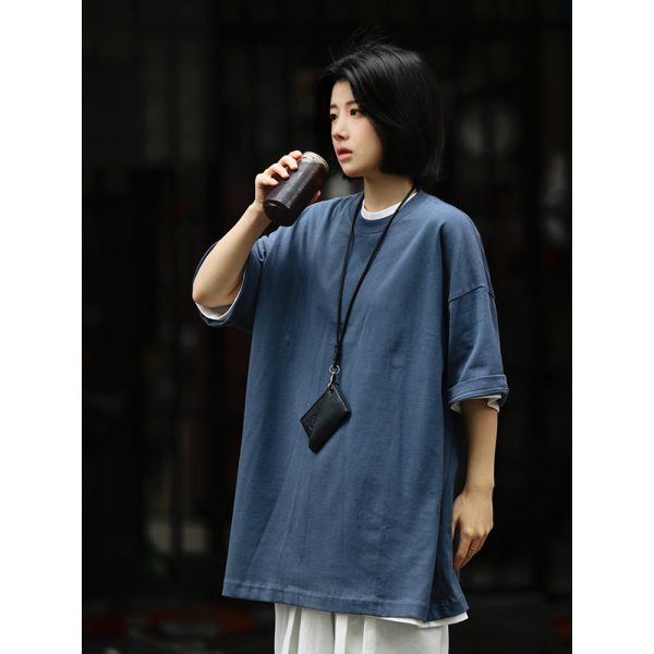 Men's Basic Cotton Undershirt - Loose Fit Short Sleeve, Round Neck, Non-Deformable, Zero Shrinkage, 230g Fabric