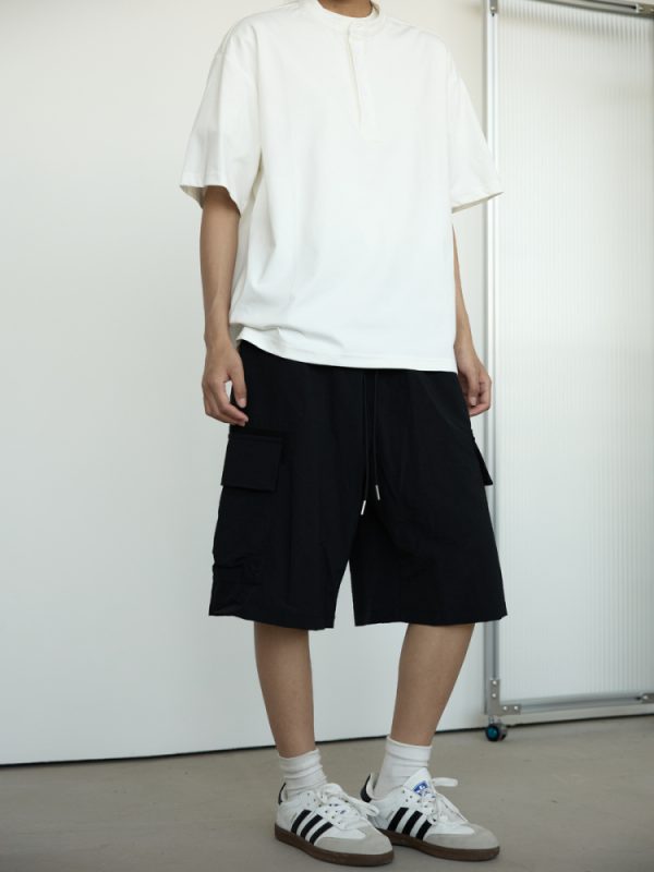 Men's Black Casual Workwear Shorts - Loose Fit Summer Five-Point Pants for Trendy Style