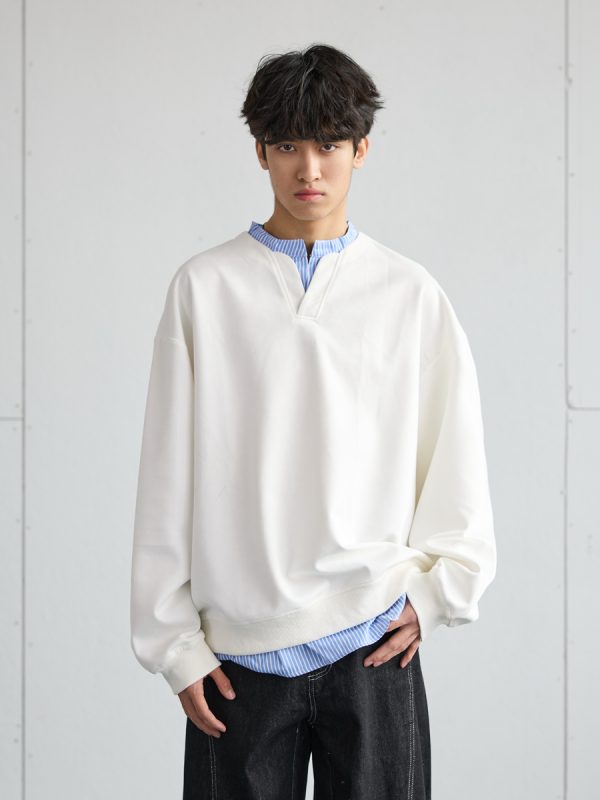 Men's Casual Long-Sleeve Henley T-Shirt, Striped Splicing, Versatile Two-Piece Top, Spring 2025 Fashion, Y2K Inspired