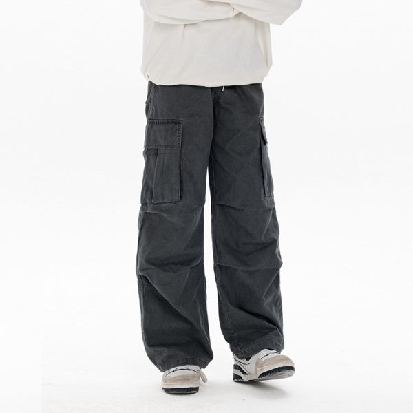 Men's Casual Loose Big Pocket Pants - Foldable Design, Straight Leg, Trendy Spring Fashion