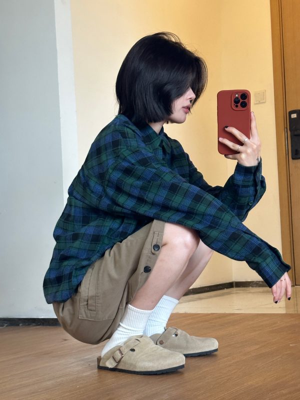 Men's Casual Plaid Long Sleeve Shirt - Versatile Spring Jacket for Couples, Trendy Regular Fit for Everyday Style