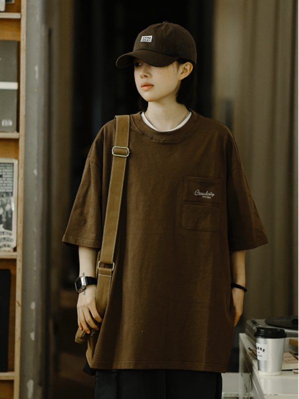 Men's Casual Retro Printed T-Shirt - Summer Loose Fit Round Neck Short Sleeve City Boy Trendy Minimalist Style