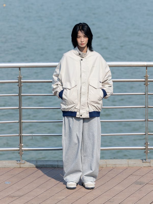 Men's Color Block Stand Collar Jacket - Loose Fit Spring 2025 Couples Outerwear - Trendy Korean Style