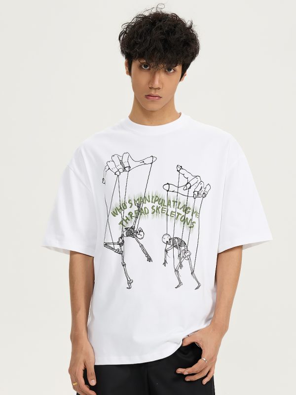 Men's Creative Hand-Painted Pattern Short Sleeve T-Shirt, Loose Fit Pure Cotton Top, Versatile 2025 Style