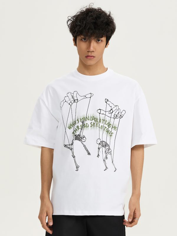 Men's Creative Hand-Painted Pattern Short Sleeve T-Shirt, Loose Fit Pure Cotton Top, Versatile 2025 Style