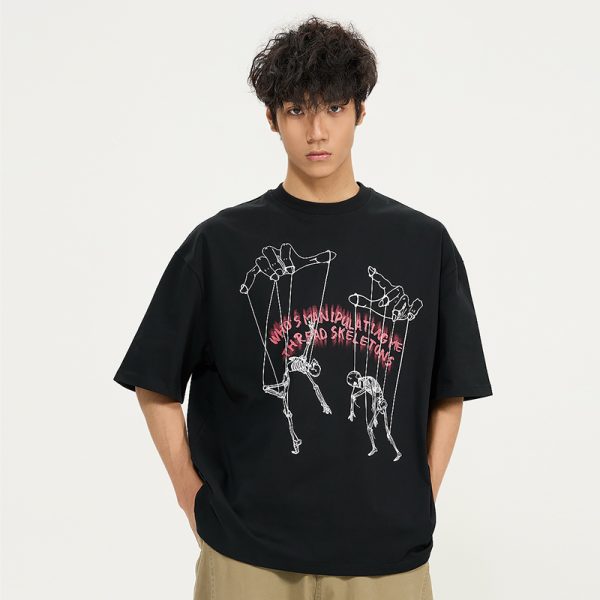 Men's Creative Hand-Painted Pattern Short Sleeve T-Shirt, Loose Fit Pure Cotton Top, Versatile 2025 Style