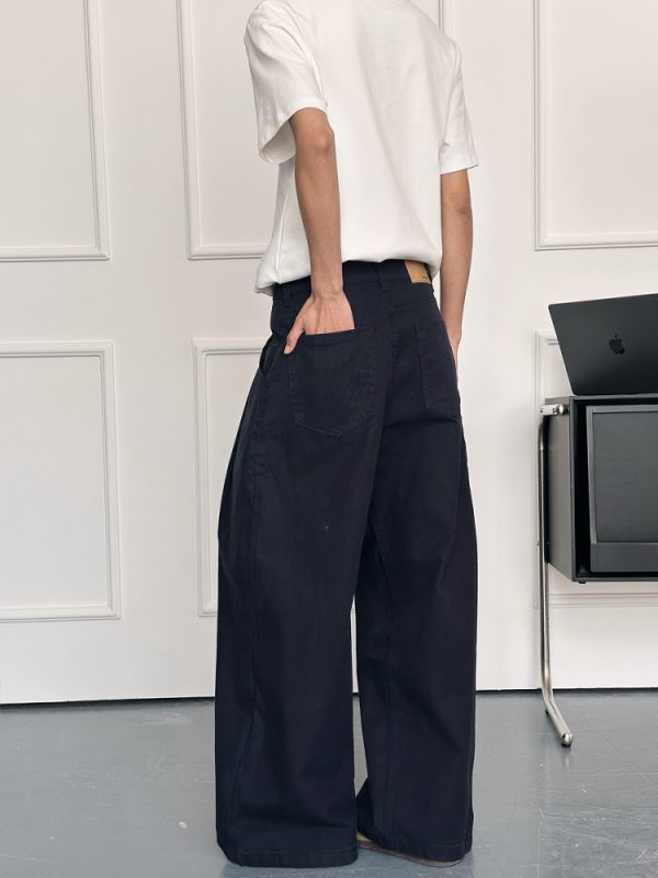 Men's Curved Blade Wide-Leg Pants - Trendy Casual Trousers, American Street Style, Versatile Baagy Design