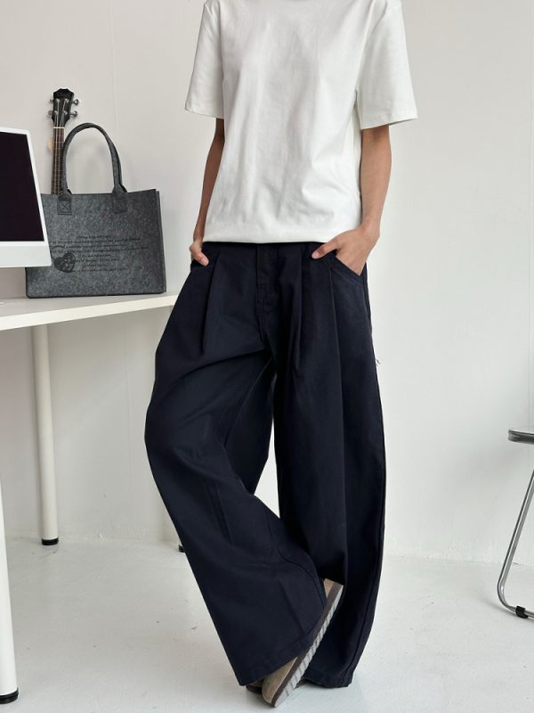 Men's Curved Blade Wide-Leg Pants - Trendy Casual Trousers, American Street Style, Versatile Baagy Design