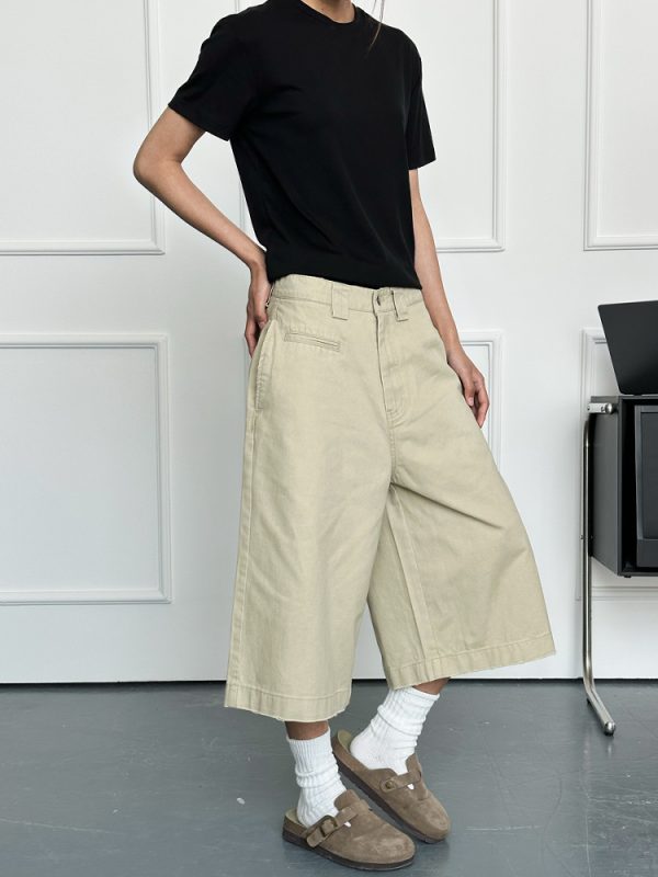 Men's Distressed Work Shorts - American Retro Barn Style, Straight-Cut Seven-Point Pants, Casual Couple's Summer Fashion