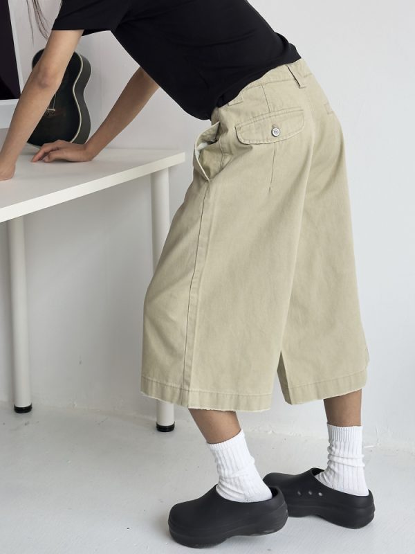 Men's Distressed Work Shorts - American Retro Barn Style, Straight-Cut Seven-Point Pants, Casual Couple's Summer Fashion