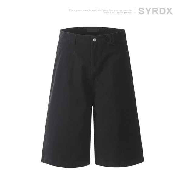 Men's Distressed Work Shorts - American Retro Barn Style, Straight-Cut Seven-Point Pants, Casual Couple's Summer Fashion