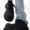 Men's High-End Matte Leather Derby Shoes with Thick Sole, Round Toe, and Big Head Mickey Design - Stylish British Cleanfit Footwear