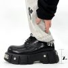 Men's High-End Round-Toe Derby Shoes - Thick-Soled Leather Footwear, Functional British Style, Height-Increasing Design