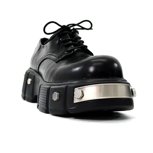 Men's High-End Round-Toe Derby Shoes - Thick-Soled Leather Footwear, Functional British Style, Height-Increasing Design