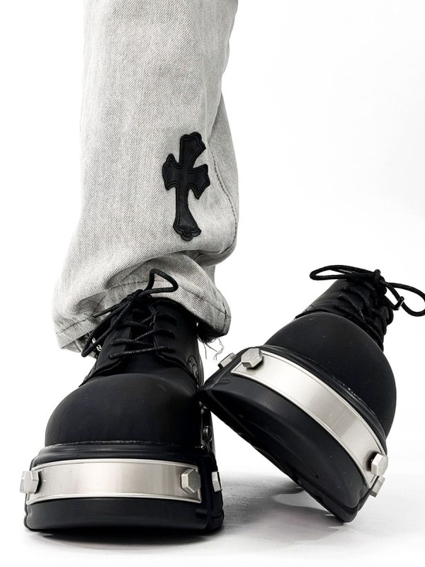Men's High-End Round-Toe Derby Shoes - Thick-Soled Leather Footwear, Functional British Style, Height-Increasing Design