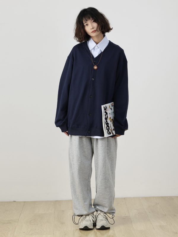 Men's Japanese Retro Casual Two-Piece Sweater Set, Spring Autumn Knitted Shirt, Lazy Style, National Trend, Y2K Fashion