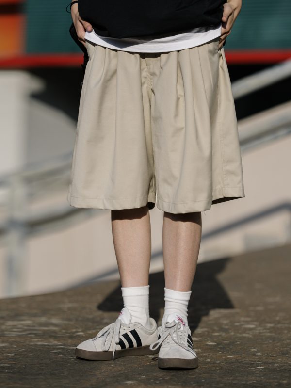 Men's Japanese Retro Summer Loose Shorts - Minimalist Solid Color Five-Point Pants for Trendy Style