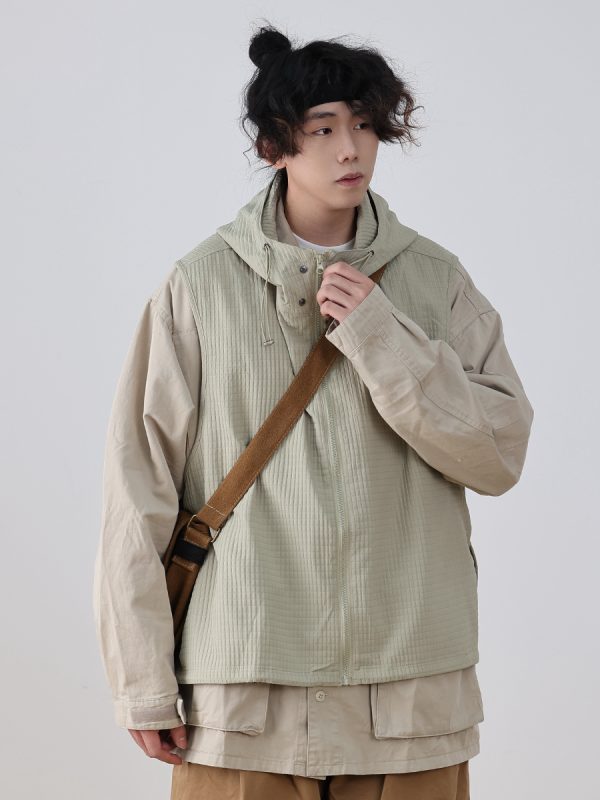 Men's Japanese Spring Hooded Vest - Loose Sleeveless Jacket for City Boy Outdoor Style