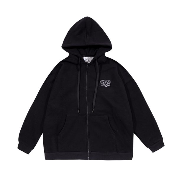 Men's Japanese-Style Fleece-Lined Hooded Sweatshirt, Loose Fit Solid Color Jacket for Autumn and Winter, Versatile City Style