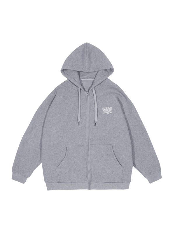 Men's Japanese-Style Fleece-Lined Hooded Sweatshirt, Loose Fit Solid Color Jacket for Autumn and Winter, Versatile City Style