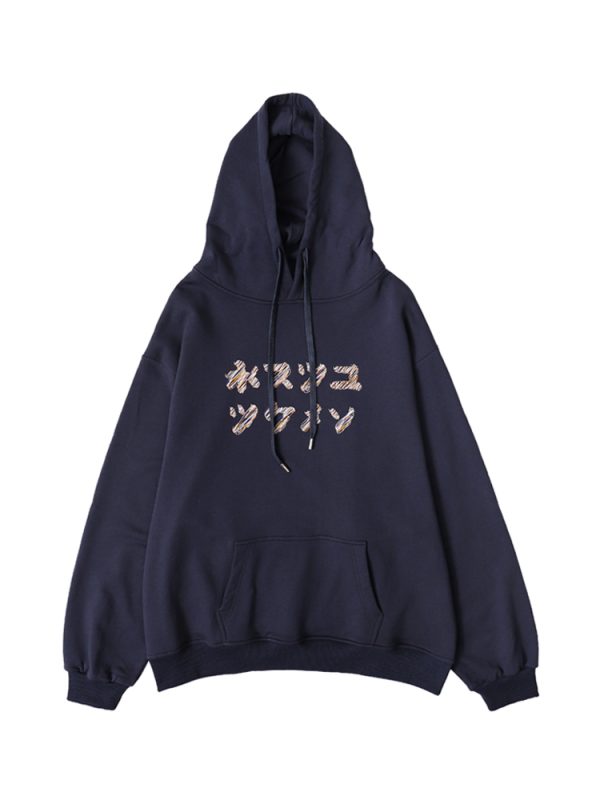 Men's Japanese-Style Thickened Fleece-Lined Hoodie - Loose Retro Top for Spring & Autumn, Couples' Outfit Jacket