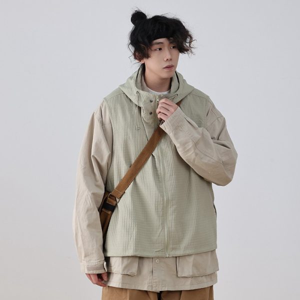 Men's Japanese Style Thin Hooded Vest - Versatile Outdoor Work Jacket for Couples, Trendy Fashion Essential