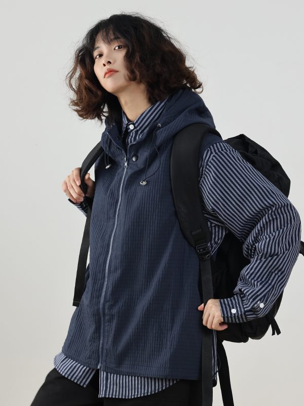 Men's Japanese Style Thin Hooded Vest - Versatile Outdoor Work Jacket for Couples, Trendy Fashion Essential