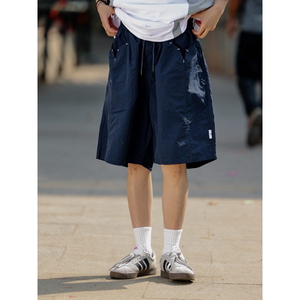 Men's Loose-Fit Japanese Retro Pocket Shorts - Casual Thin Streetwear Five-Point Design