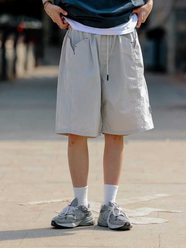 Men's Loose-Fit Japanese Retro Pocket Shorts - Casual Thin Streetwear Five-Point Design