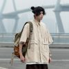 Men's Loose-Fit Lapel Short Sleeve Shirt with Large Pockets - Stylish Versatile Work Top for Spring and Summer