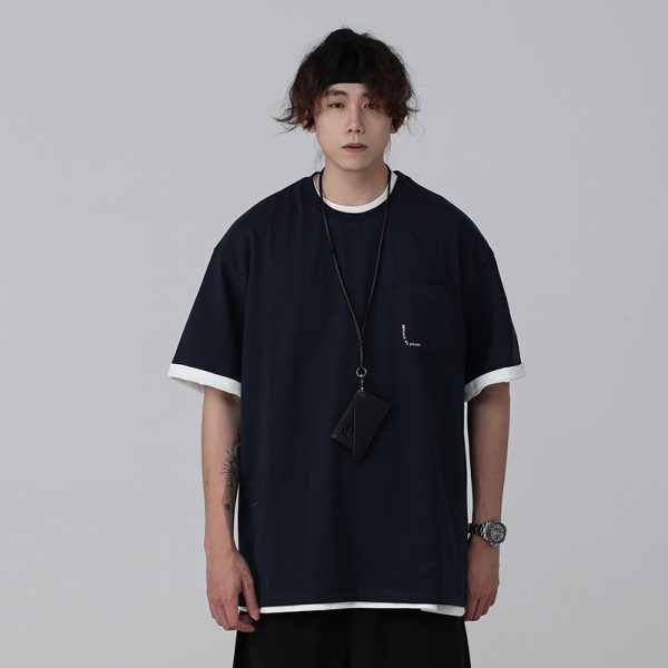 Men's Loose Round Neck Short-Sleeve T-Shirt with 'Sunset in the West' Outdoor Element Print - Casual Couple Top, Y2K Style