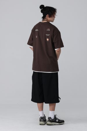Men's Loose Round Neck Short-Sleeve T-Shirt with 'Sunset in the West' Outdoor Element Print - Casual Couple Top, Y2K Style