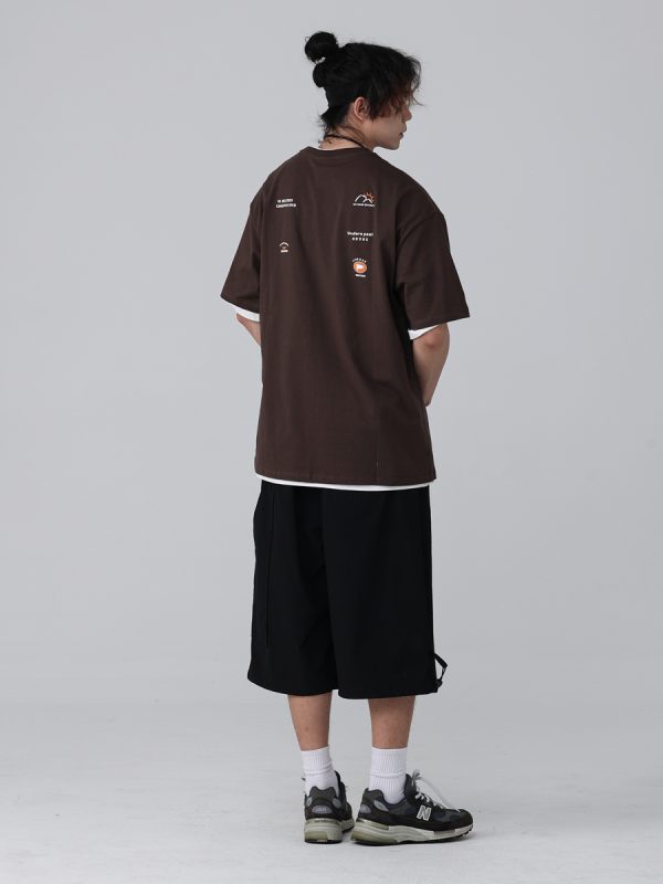 Men's Loose Round Neck Short-Sleeve T-Shirt with 'Sunset in the West' Outdoor Element Print - Casual Couple Top, Y2K Style